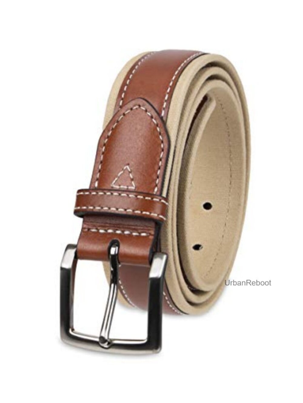Men's Casual Canvas & Leather Belt with Silver Buckle